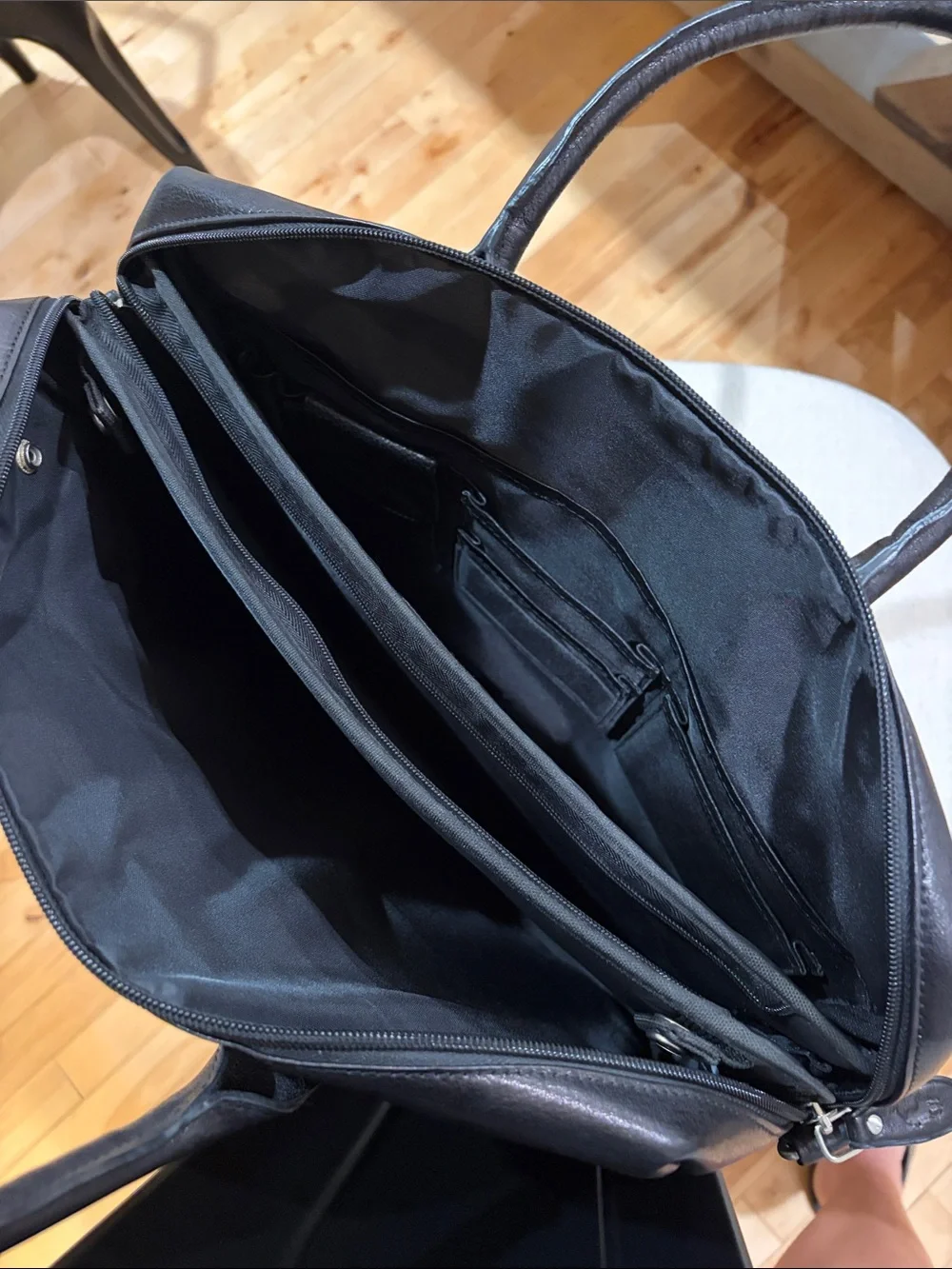 Vintage Polo by Ralph Lauren Black Leather & Nylon Two-Pocket Laptop Briefcase